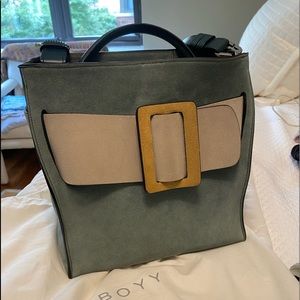 NEW Boyy Devon 21 Jade and beige suede bag